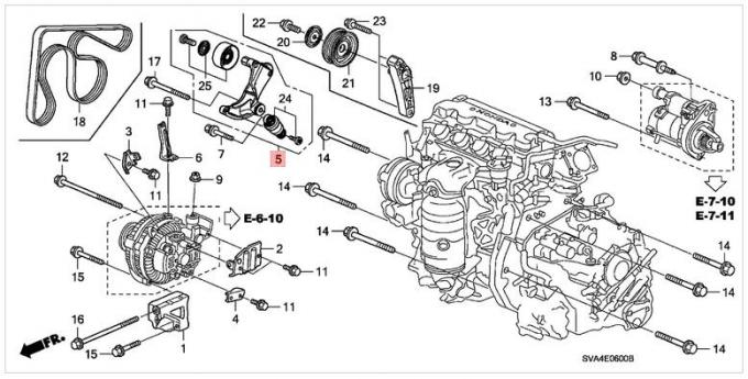 Serpentine Auto Belt Tensioner Replacement Honda Civic Fa1
